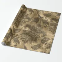 Black and Gold Foil Damask Wrapping Paper