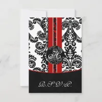 mod damask red rsvp cards standard 3.5 x 5