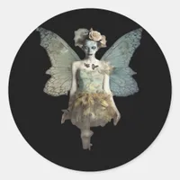 Whimsigoth Zombie Fairy Old Timey Gothic Moody Art Classic Round Sticker