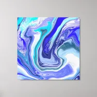 Blue and White Marble Fluid Art Canvas Print
