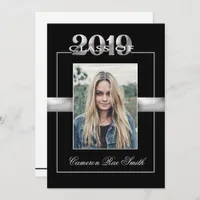 Class of 2019 Black & Silver Graduation Party Invitation