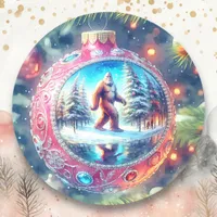 Wishing you a Legendary Christmas Bigfoot Classic Round Sticker