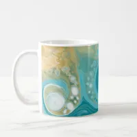 Ocean Blue Waves and Sandy Brown Fluid Art Coffee Mug