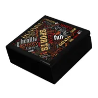 Fitness Word Cloud Red/White ID284 Jewelry Box