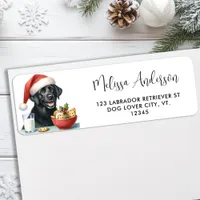 Black Labrador Christmas Santa Dog Return Address  Label