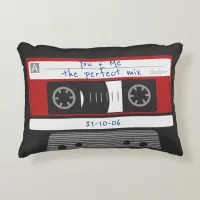 Couple Anniversary 80's Vintage Cassette Tape Red Accent Pillow