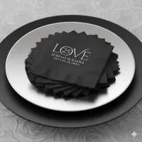 Elegant 25th Silver Wedding Anniversary Years Foil Napkins