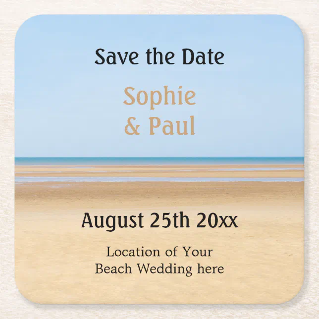 Beach Wedding Save The Date Paper Coaster