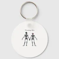 Gothic Skeleton Couple (Old Pink) Classic Keychain