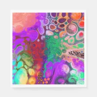 Red, Green, Purple Colorful Digital Fluid Art   Napkins