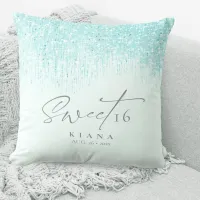 Sparkles Sweet Sixteen Teal ID912  Throw Pillow