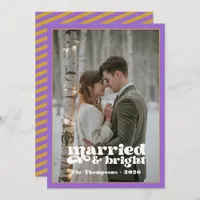 Amethyst & Gold Newlyweds Christmas Holiday Card