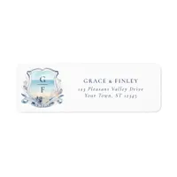 Beach Wedding Monogram Crest Return Address Label