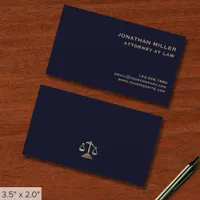 Navy Blue and Gold Lawyer Business Card