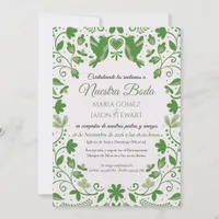 Green Floral Romantic Aesthetic Spanish Wedding Invitation