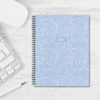 Coastal Blue Christmas Floral Personalized Notebook