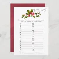 Floral Holly Christmas Bridal Shower Game Invitation