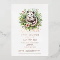 Possum Baby Shower Foil Invitation