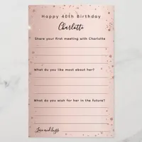 Rose gold sparkles birthday wishes card