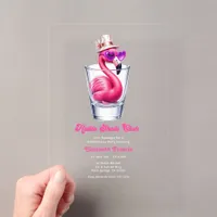 Hottie Shots Club Funny Pink Flamingo Bachelorette Acrylic Invitations