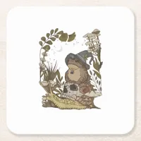 Cottagecore Mushroom Botanical Witchy Frog Goblinc Square Paper Coaster