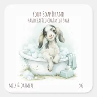 Baby Goat in a Bath Tub Goatsmilk Soap Square Sticker