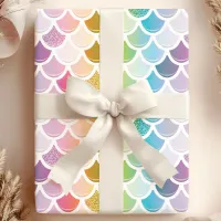 Rainbow Mermaid Fish Scales Cute Nautical Pattern Wrapping Paper