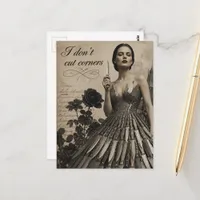 I Dont Cut Corners Surreal Collage Postcard