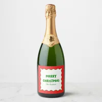 Fun Retro Wavy Red and Green Custom Chic Christmas Sparkling Wine Label