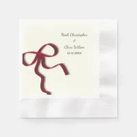 Simple Elegant Minimalist Red Bow Napkins