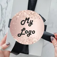 Rose gold image business logo classic round sticker