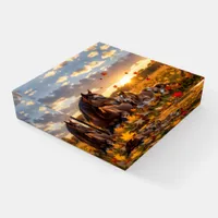A Mama Horse and her Foal in Autumn Paperweight