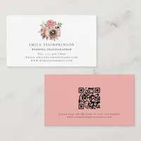 Camera Motif QR Code Wedding Photographer Business Card