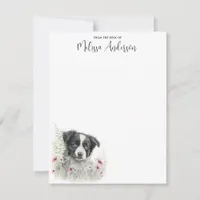 Border Collie Dog Personalized Watercolor Puppy  Note Card