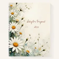 Charming Daisy Floral Botanical Watercolor Style Notebook