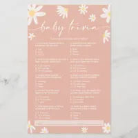 Pink Daisy Baby Trivia, Baby Shower Game