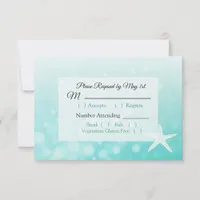 Teal Starfish Oceanic Wedding RSVP card
