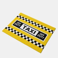 New York Taxi Driver Off Duty Yellow Black White Doormat