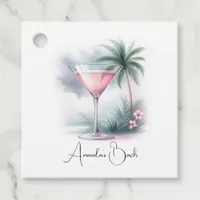 Pink Tropical Martini Bachelorette Favor Tags