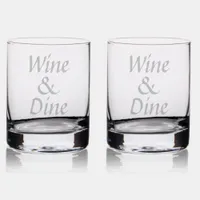 Simple "Wine & Dine" Monogram  Etched | Rocks Glass