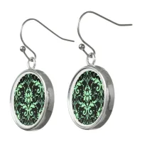 Damask Victorian Vintage Sage & Dark Green Drop Earrings