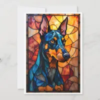 Stained Glass Style Doberman Dog Flat Card