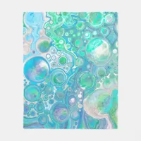Sea Glass Blue and Green Marble Fluid Art Fleece Blanket