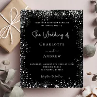 Black silver sparkle wedding invitation budget