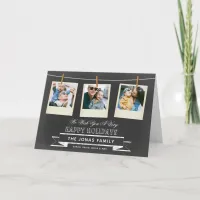 Chalkboard Hanging Photos Collage Holiday Card