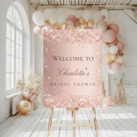 Bridal shower rose gold confetti welcome foam board