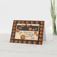 Vintage Smiling Halloween Jack o'Lanterns Card