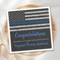 Thin Blue Line Flag Police Officer Retirement Napkins