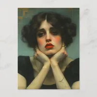 A Sad Woman Faux Vintage Postcard