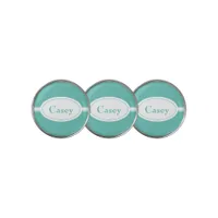 Minimalist elegant name on oval shield teal golf ball marker